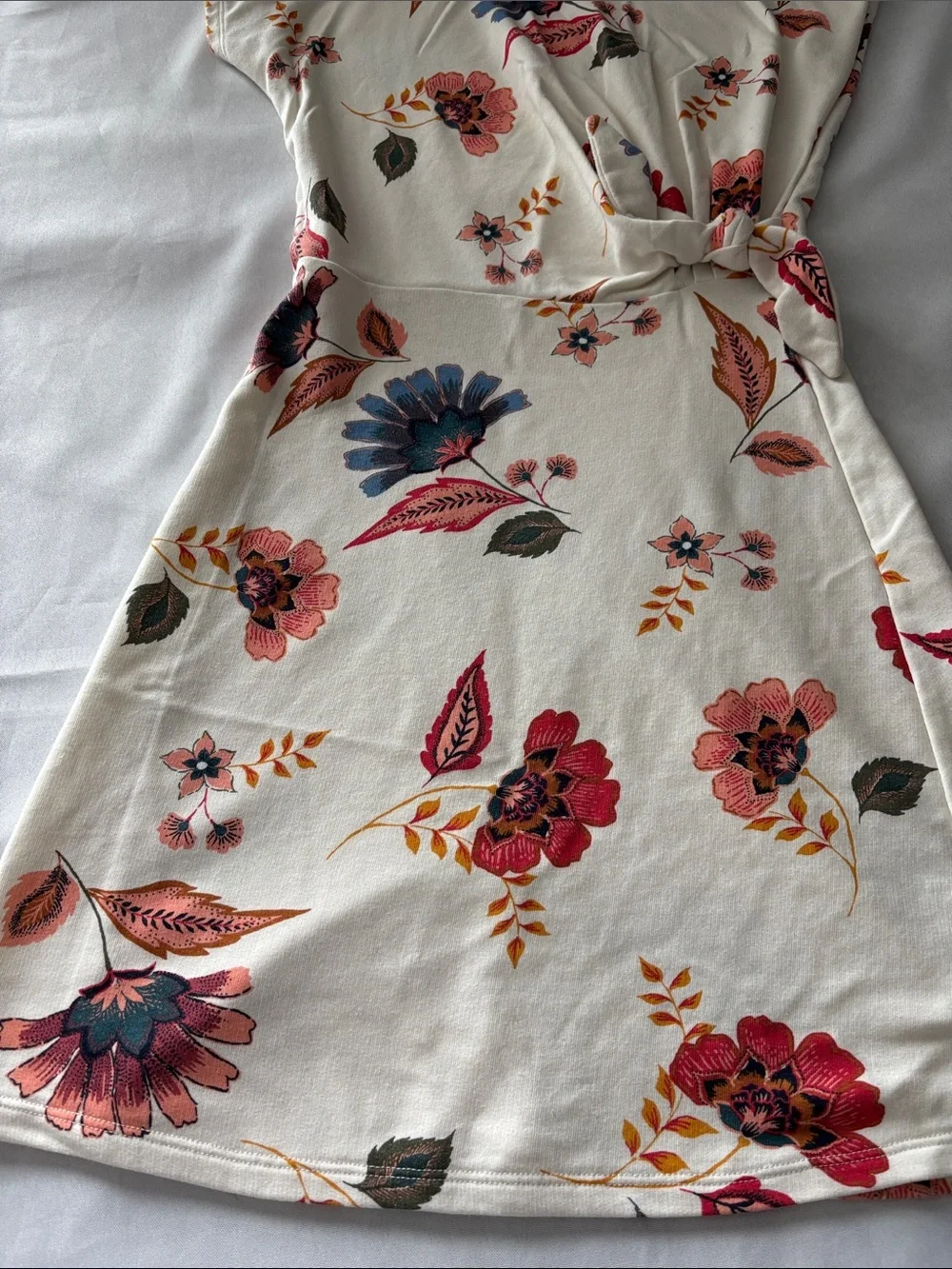 Old Navy Cream Floral Midi Dress with Pink, Blue & Green Accents kids Size XL